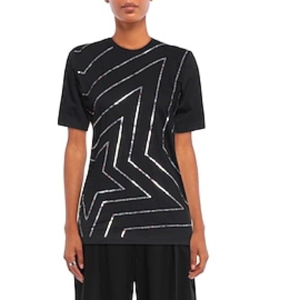 NWT DSquared2 Black Sequin Star Graphic Tee Luxury Designer T Shirt Sz XS